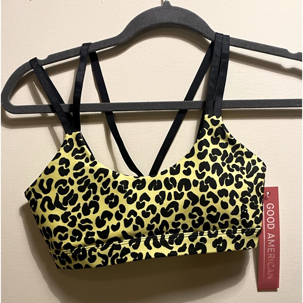 Good American sports bra neon zebra print full coverage size 0 extra small